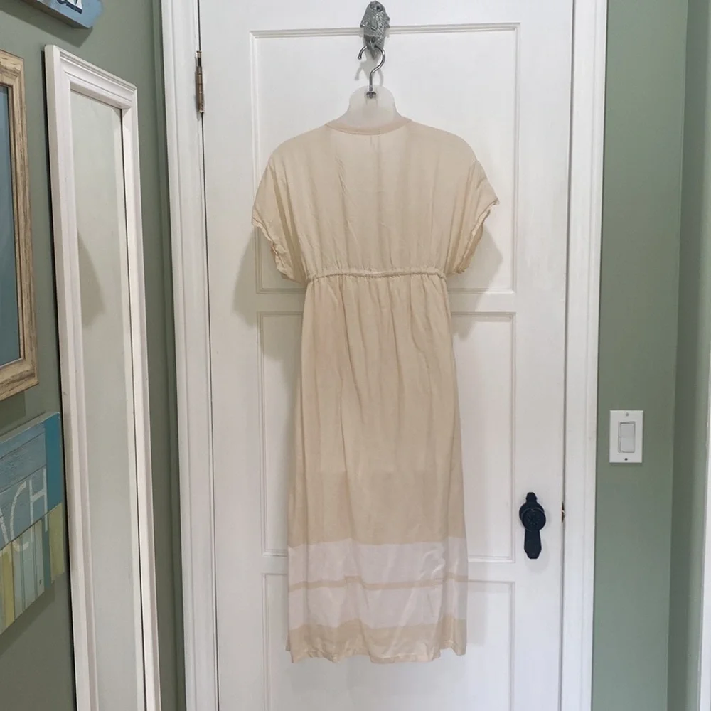 James Perse cream high empire v neck midi dress medium - Picture 4 of 8